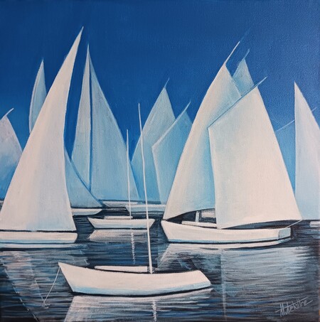 Jeu de voiles - 40x40 - Acrylique