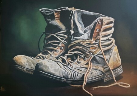 Les vieilles godasses - 70x50 - Huile