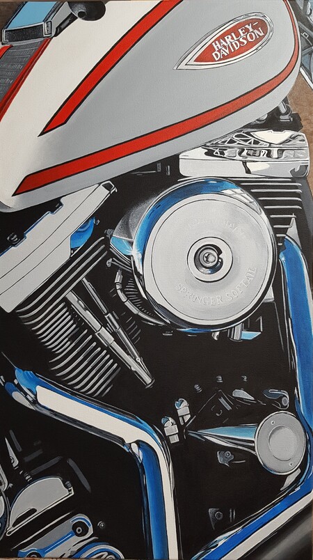 M&eacute;canique Harley  - 50x70 - Acrylique