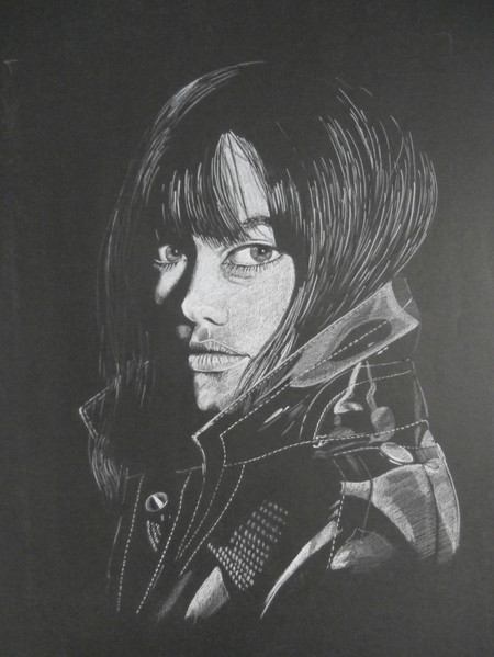 Alix - Crayon pastel blanc 50 x 70