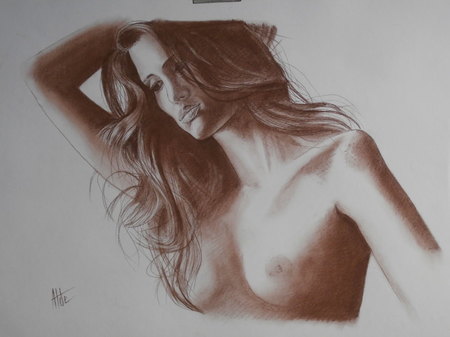 Louise aux seins nus - S&eacute;pia 40 x 50