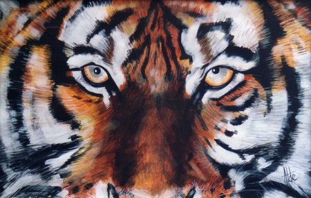 Tigre - Acrylique sur papier 50 x 70